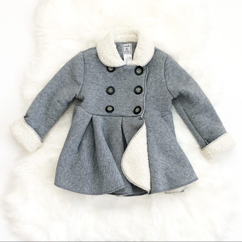 Mack & Co Faux Fur Lined Gray Peacoat Jacket